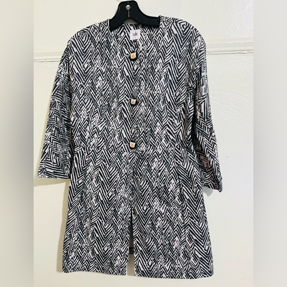 Cabi Zig Zag Ponte Knit Black and White Patterned Jacket